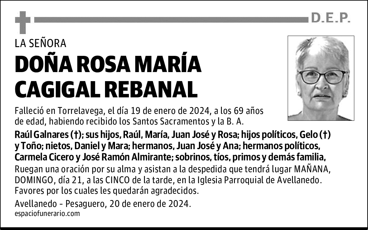 DOÑA ROSA MARÍA CAGIGAL REBANAL
