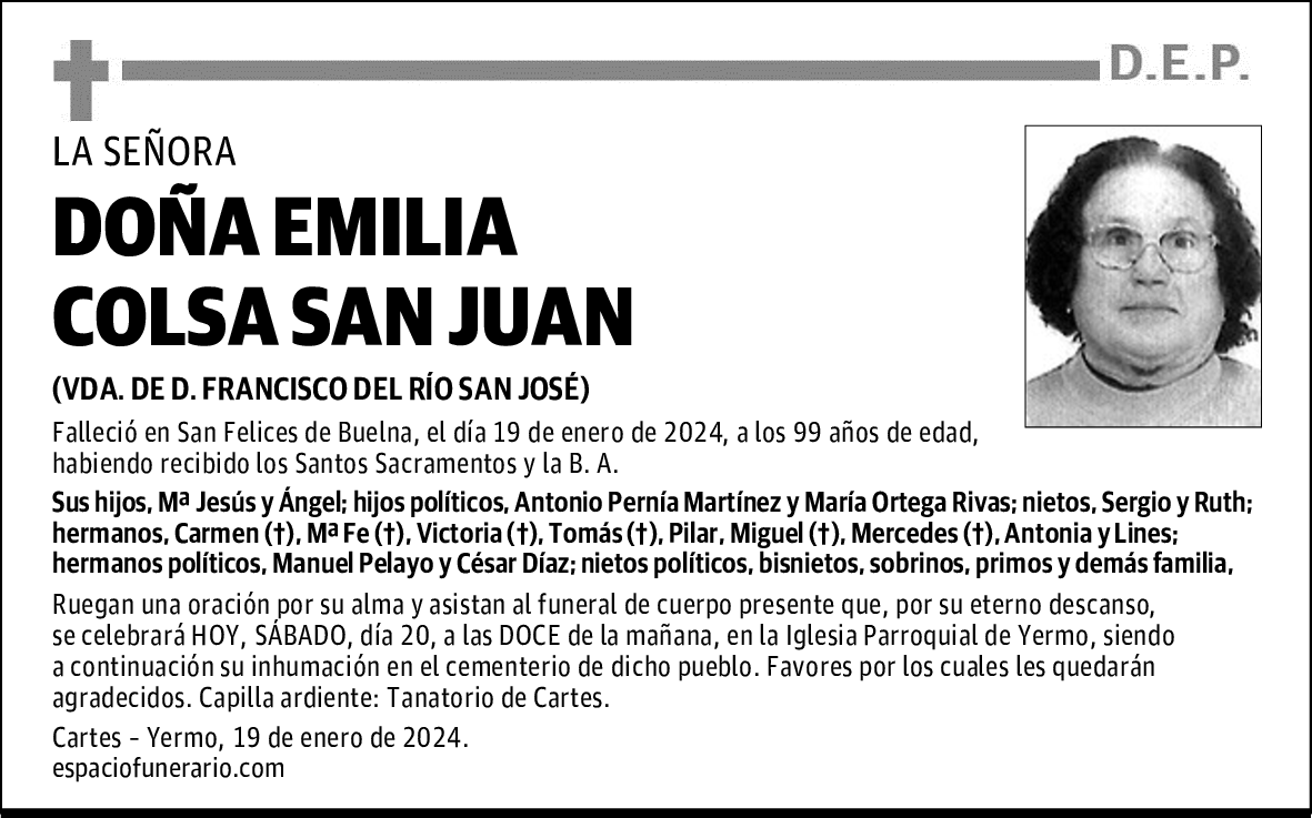 DOÑA EMILIA COLSA SAN JUAN
