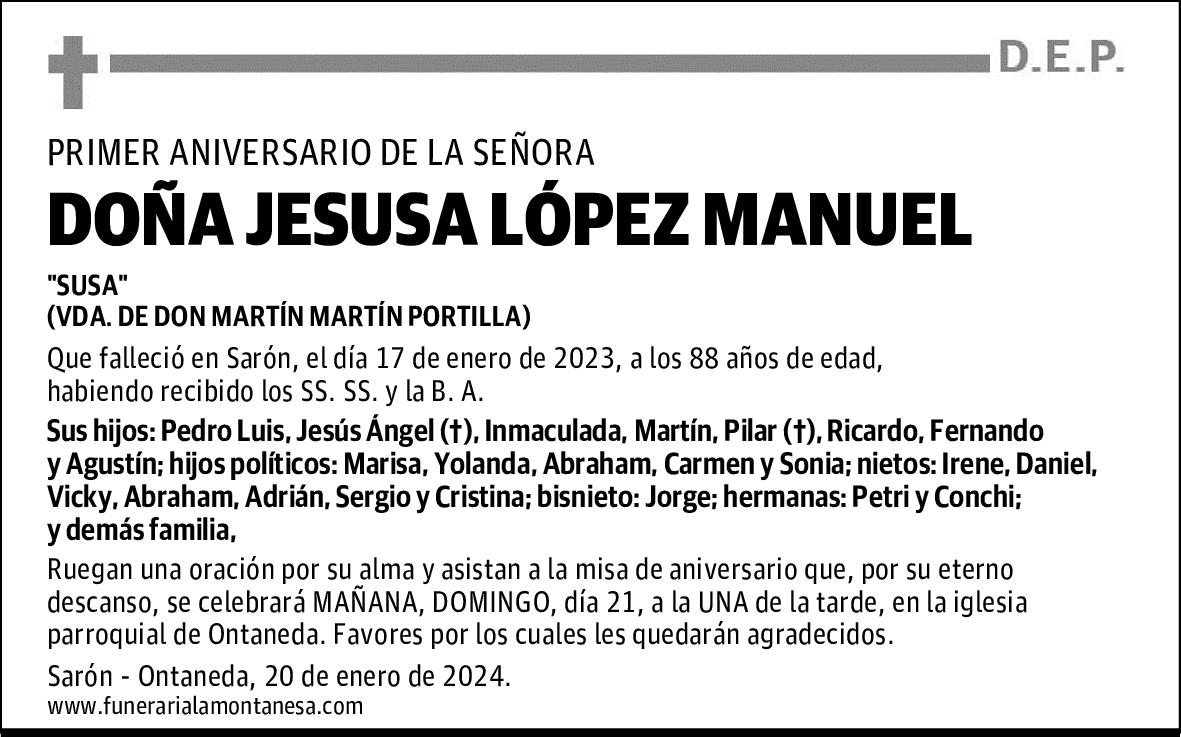 DOÑA JESUSA LÓPEZ MANUEL
