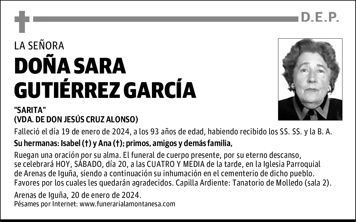 DOÑA SARA GUTIÉRREZ GARCÍA