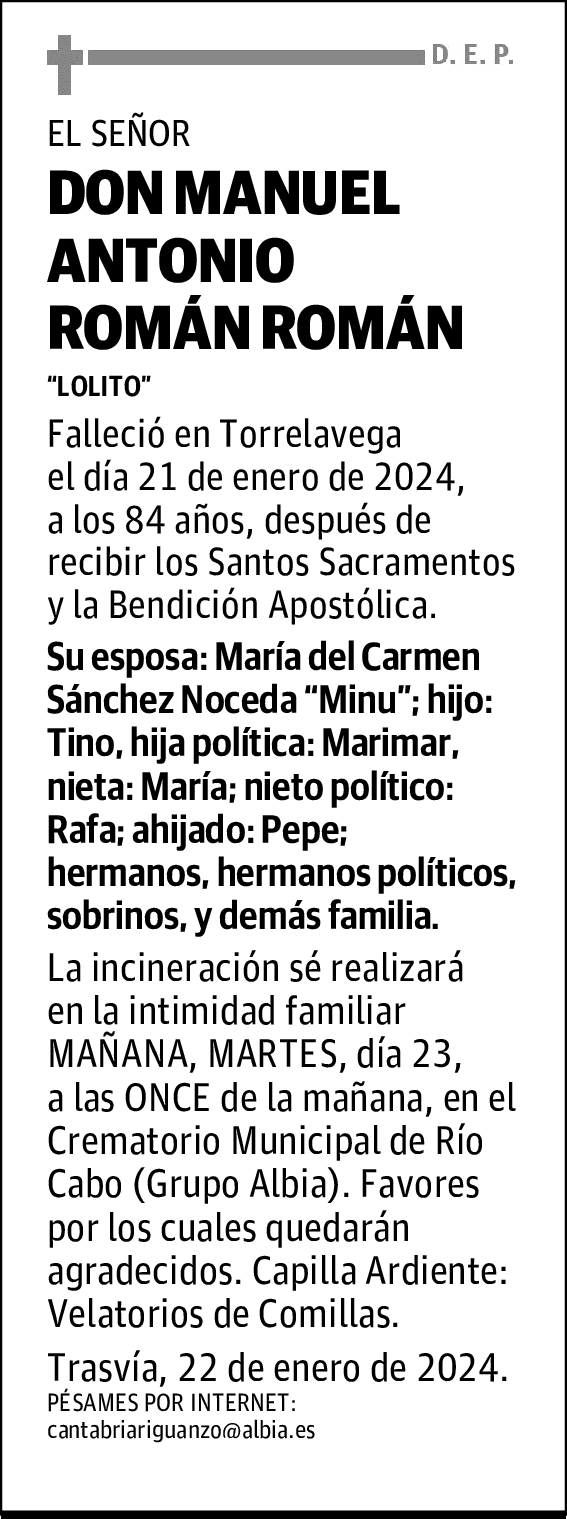 DON MANUEL ANTONIO ROMÁN ROMÁN