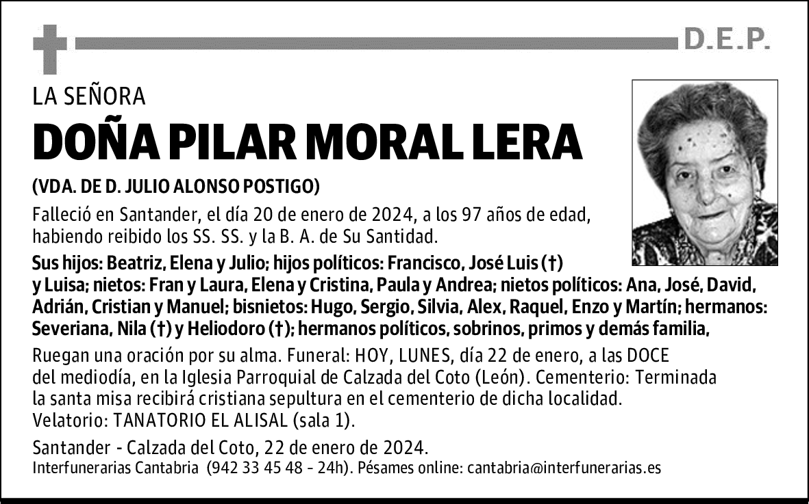 DOÑA PILAR MORAL LERA