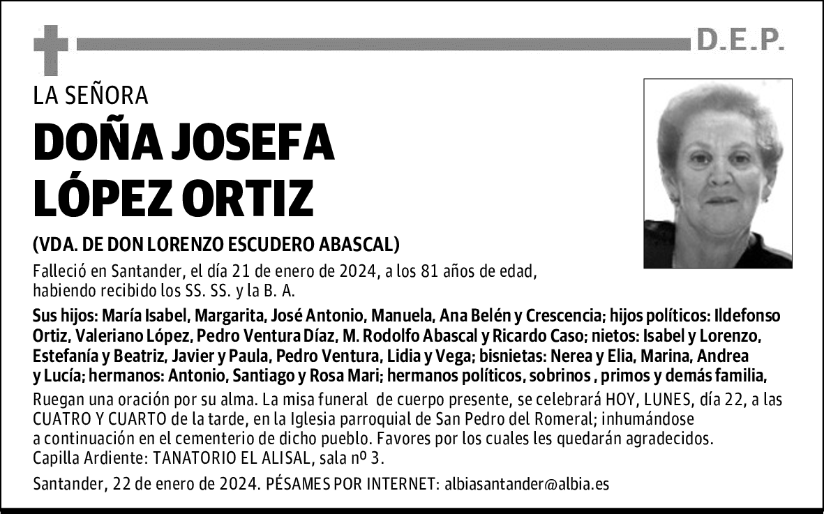 DOÑA JOSEFA LÓPEZ ORTIZ