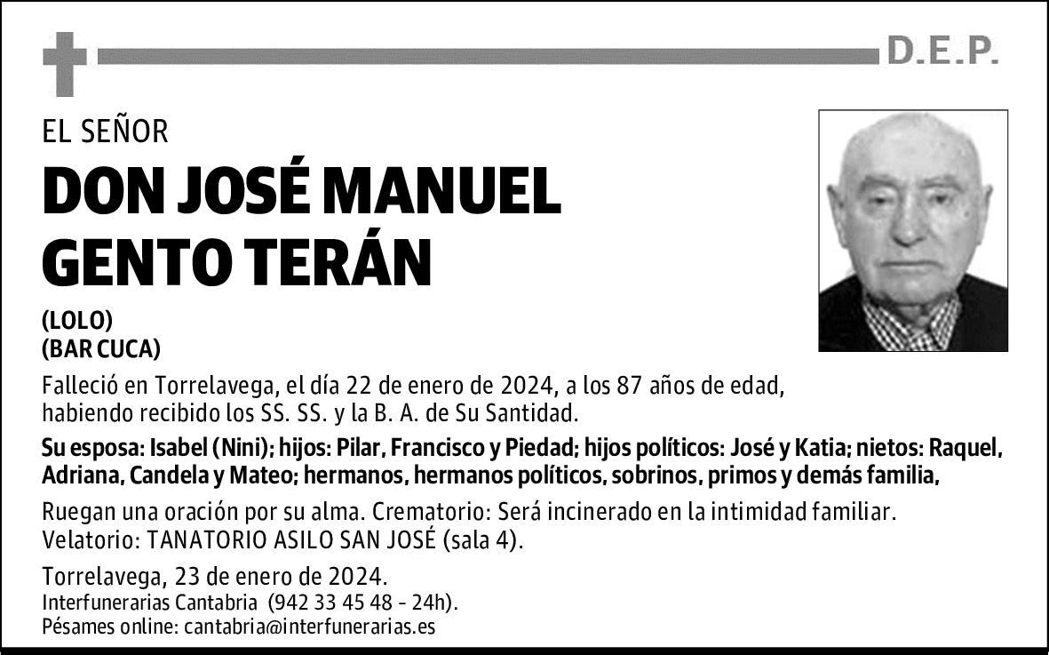 DON JOSÉ MANUEL GENTO TERÁN