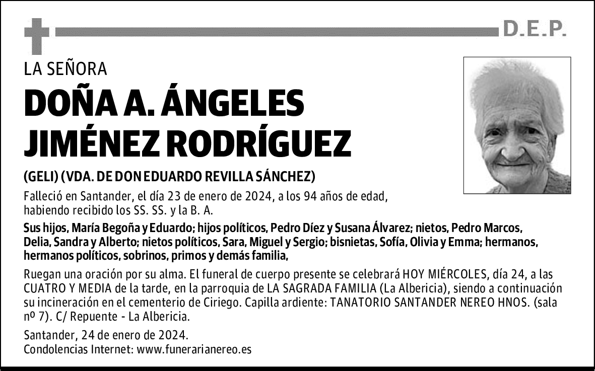 DOÑA A. ÁNGELES JIMÉNEZ RODRÍGUEZ