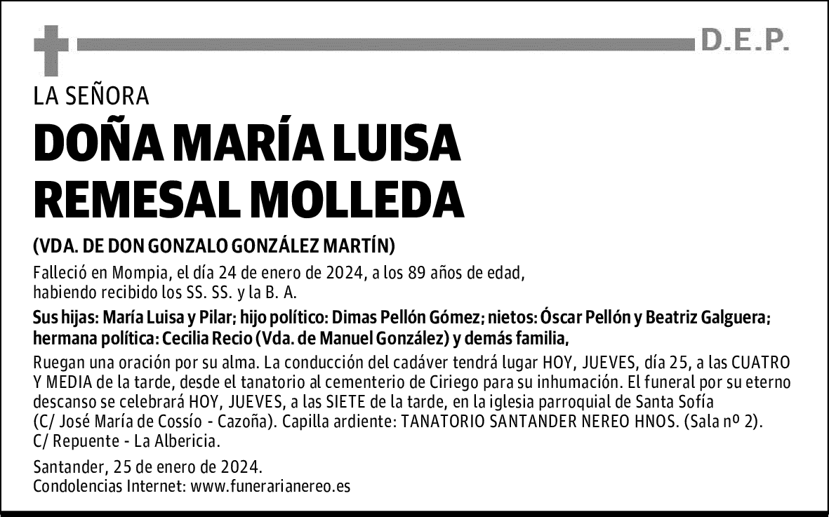 DOÑA MARÍA LUISA REMESAL MOLLEDA
