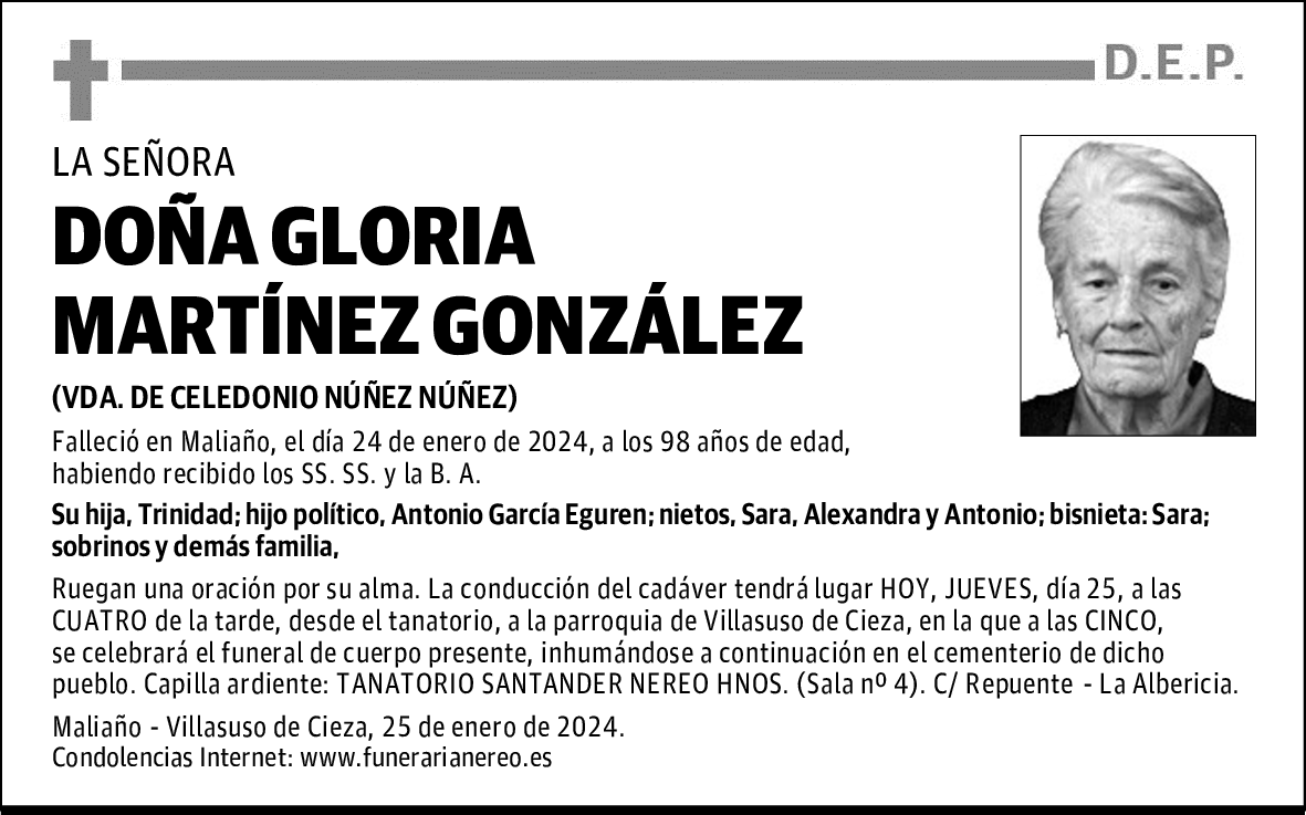 DOÑA GLORIA MARTÍNEZ GONZÁLEZ