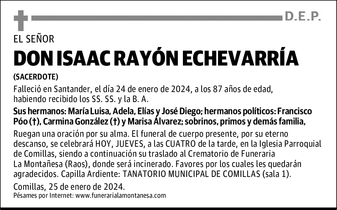 DON ISAAC RAYÓN ECHEVARRÍA