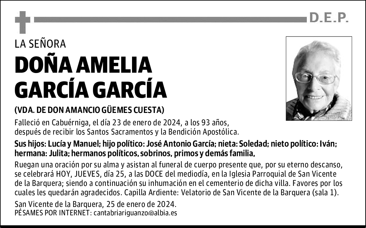 DOÑA AMELIA GARCÍA GARCÍA
