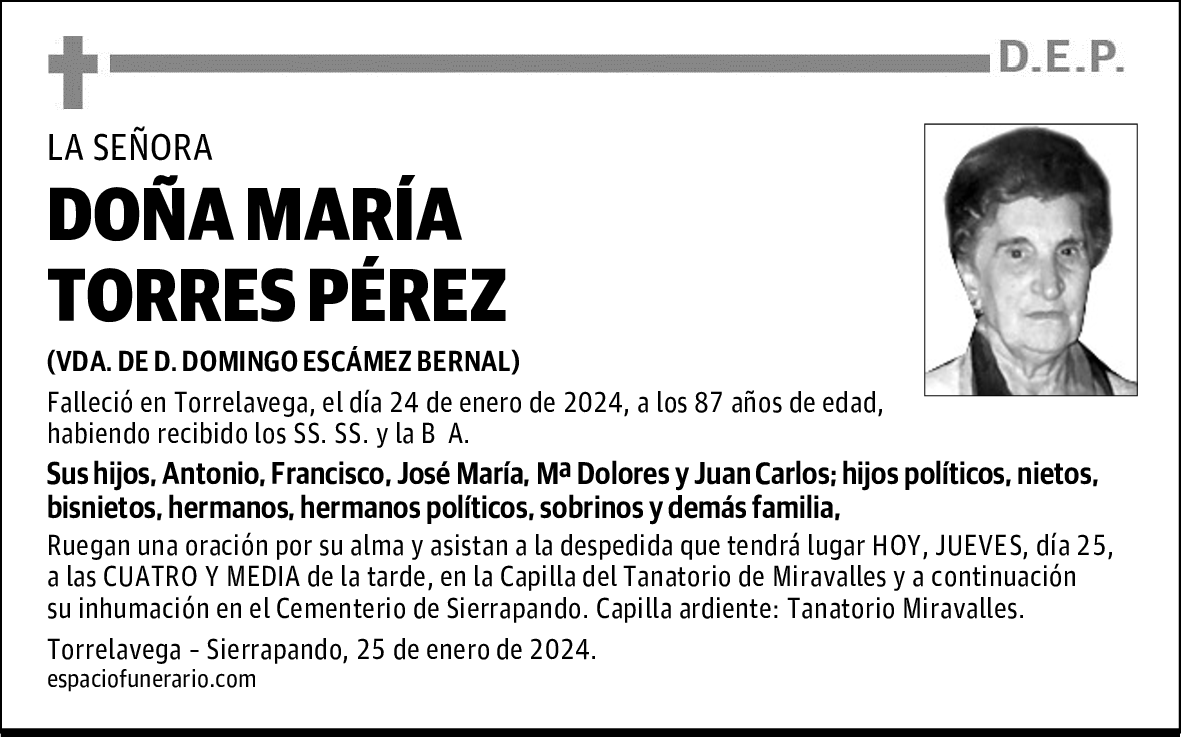 DOÑA MARÍA TORRES PÉREZ