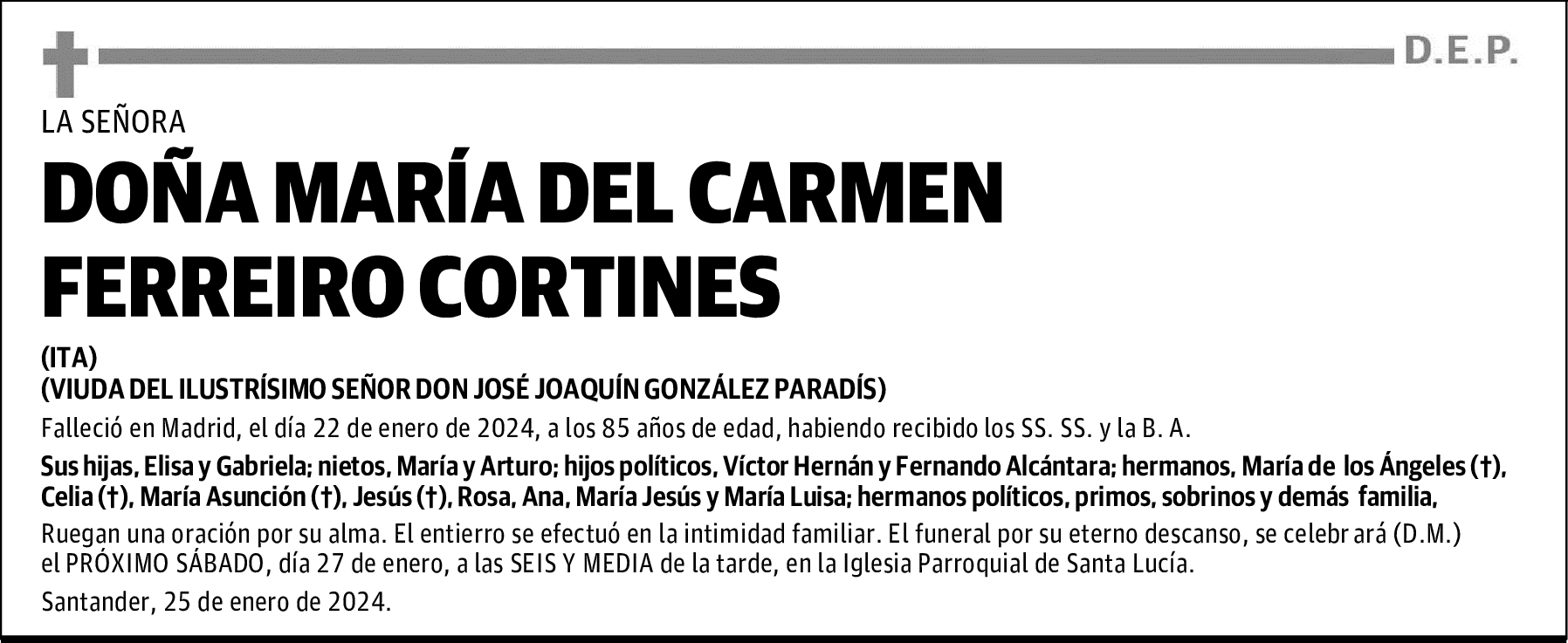 DOÑA MARÍA DEL CARMEN FERREIRO CORTINES