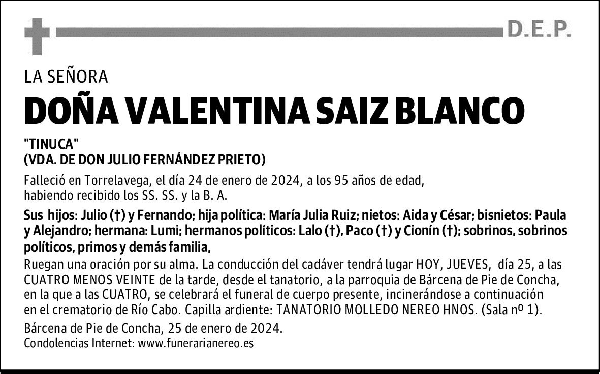 DOÑA VALENTINA SAIZ BLANCO