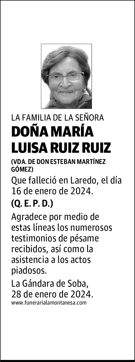 DOÑA MARÍA LUISA RUIZ RUIZ