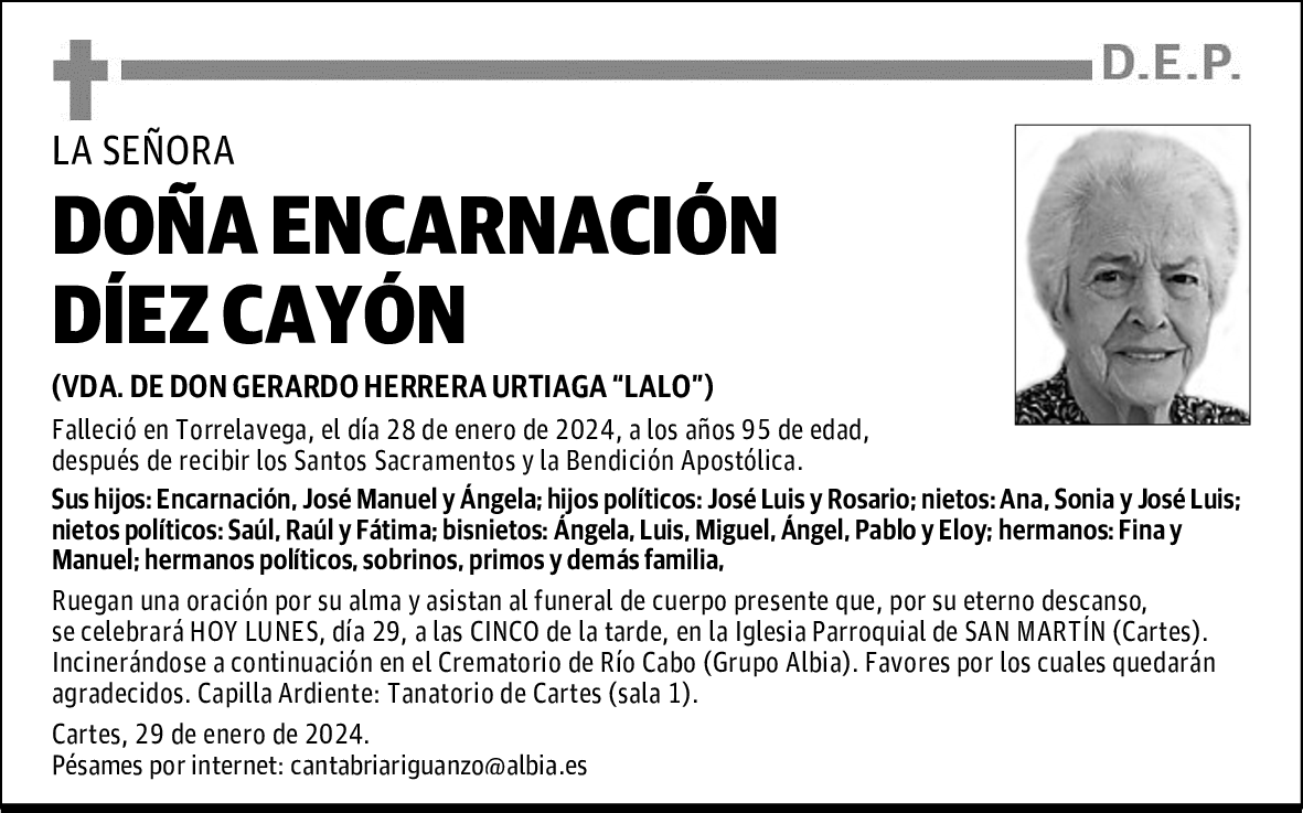 DOÑA ENCARNACIÓN DÍEZ CAYÓN