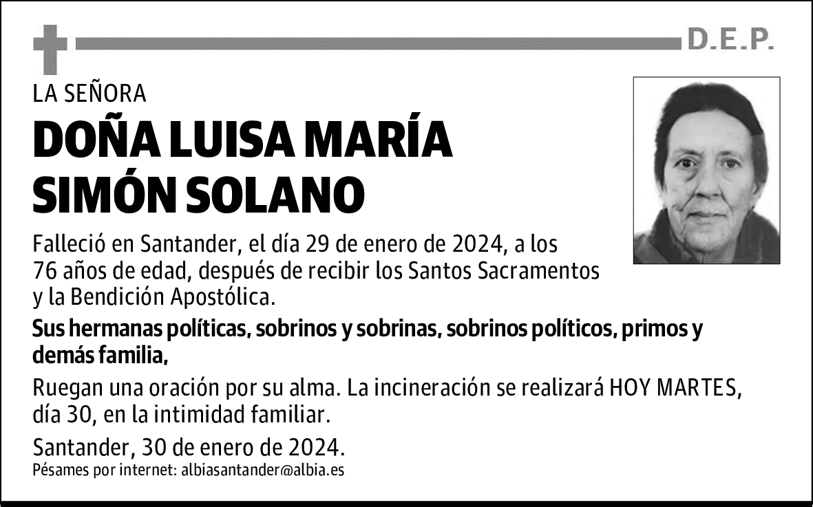 DOÑA LUISA MARÍA SIMÓN SOLANO