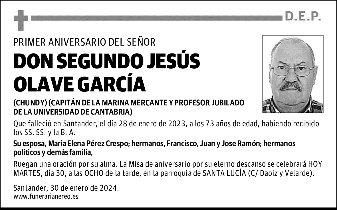 DON SEGUNDO JESÚS OLAVE GARCÍA