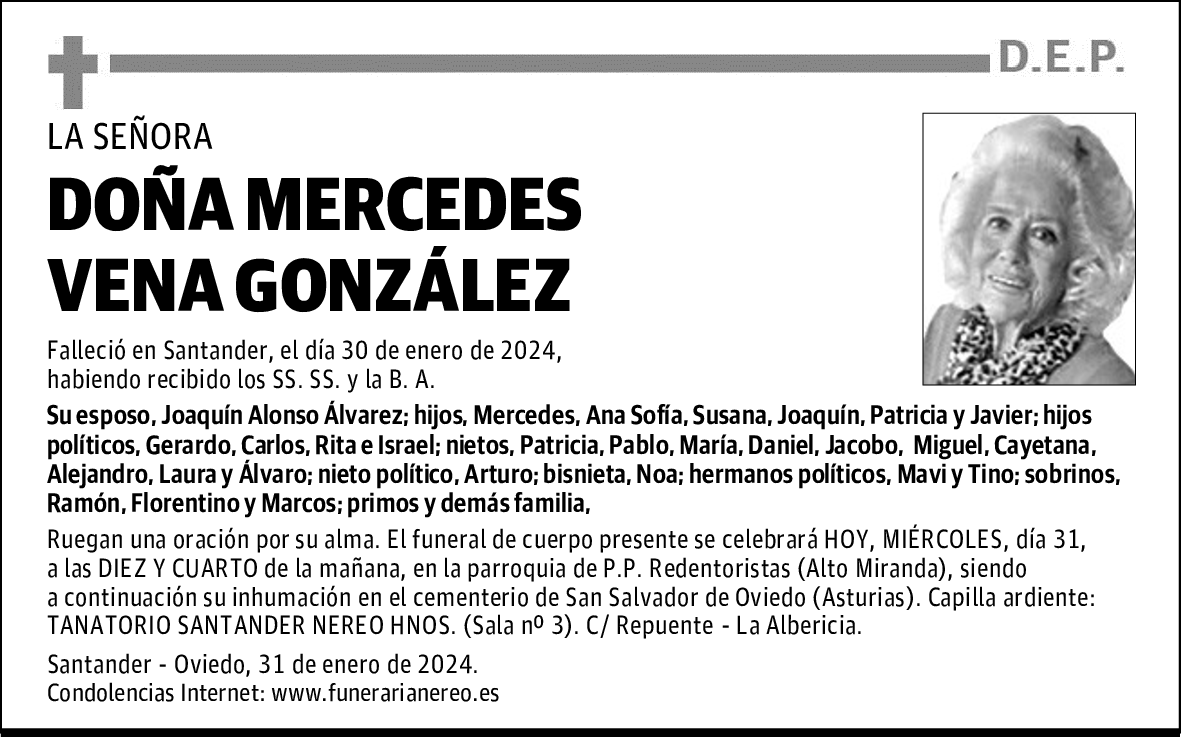 DOÑA MERCEDES VENA GONZÁLEZ