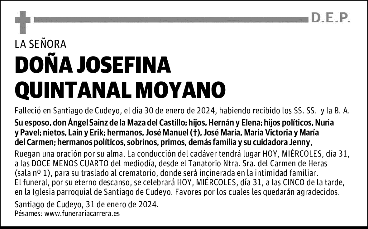 DOÑA JOSEFINA QUINTANAL MOYANO