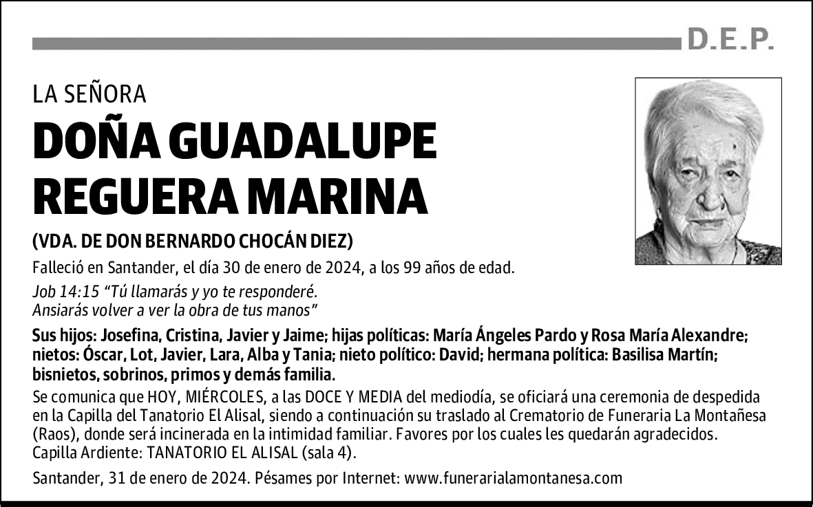 DOÑA GUADALUPE REGUERA MARINA