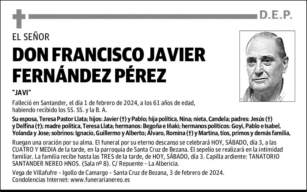 DON FRANCISCO JAVIER FERNÁNDEZ PÉREZ