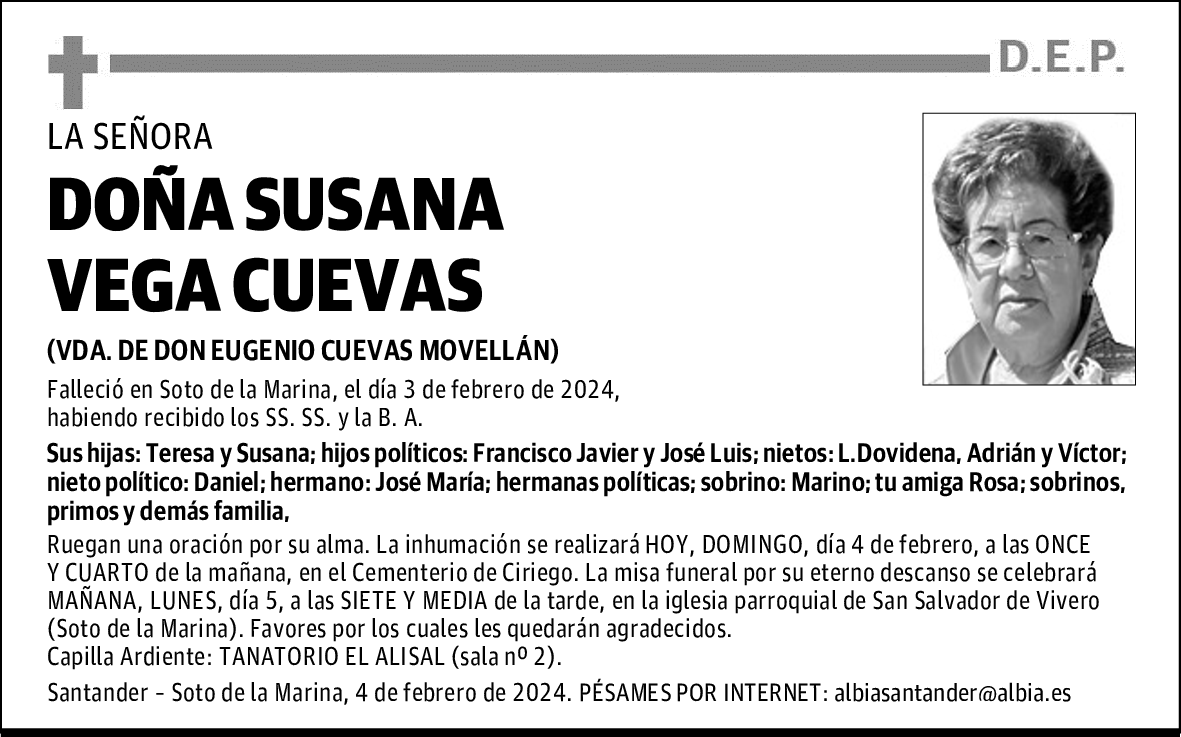 DOÑA SUSANA VEGA CUEVAS