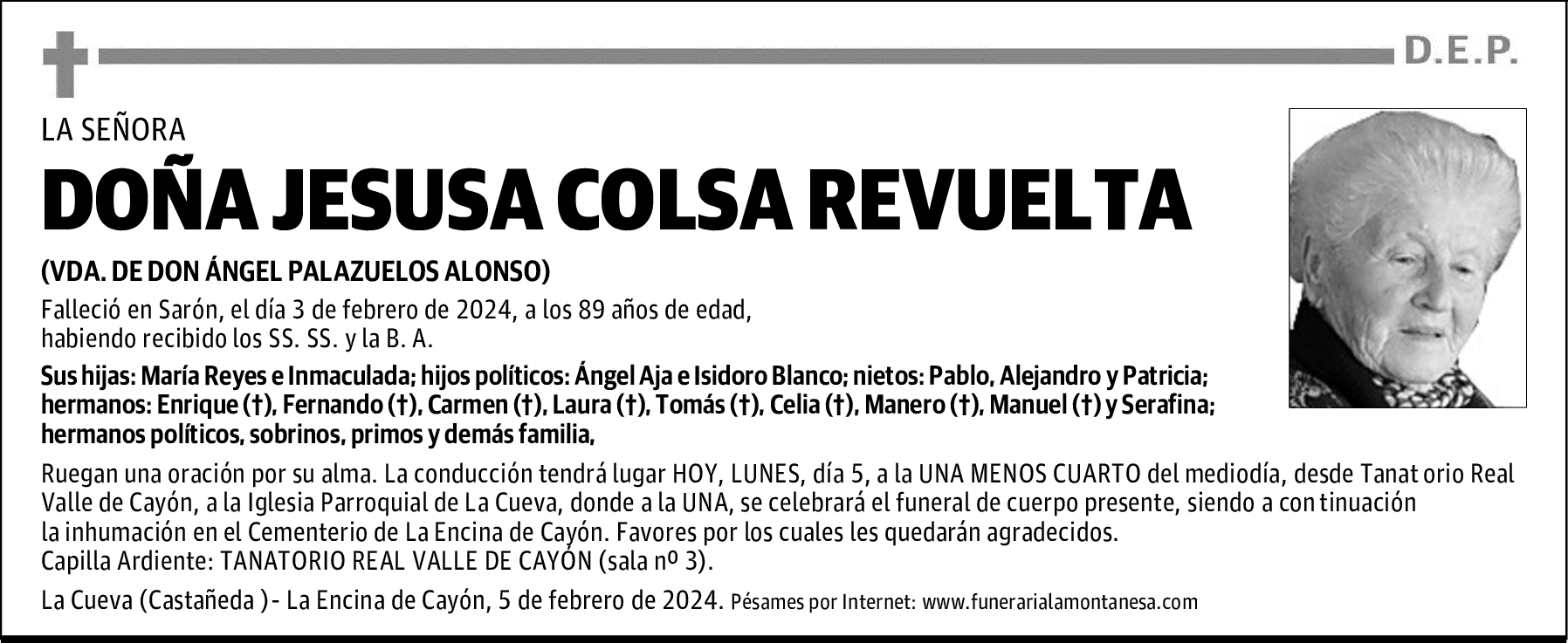DOÑA JESUSA COLSA REVUELTA