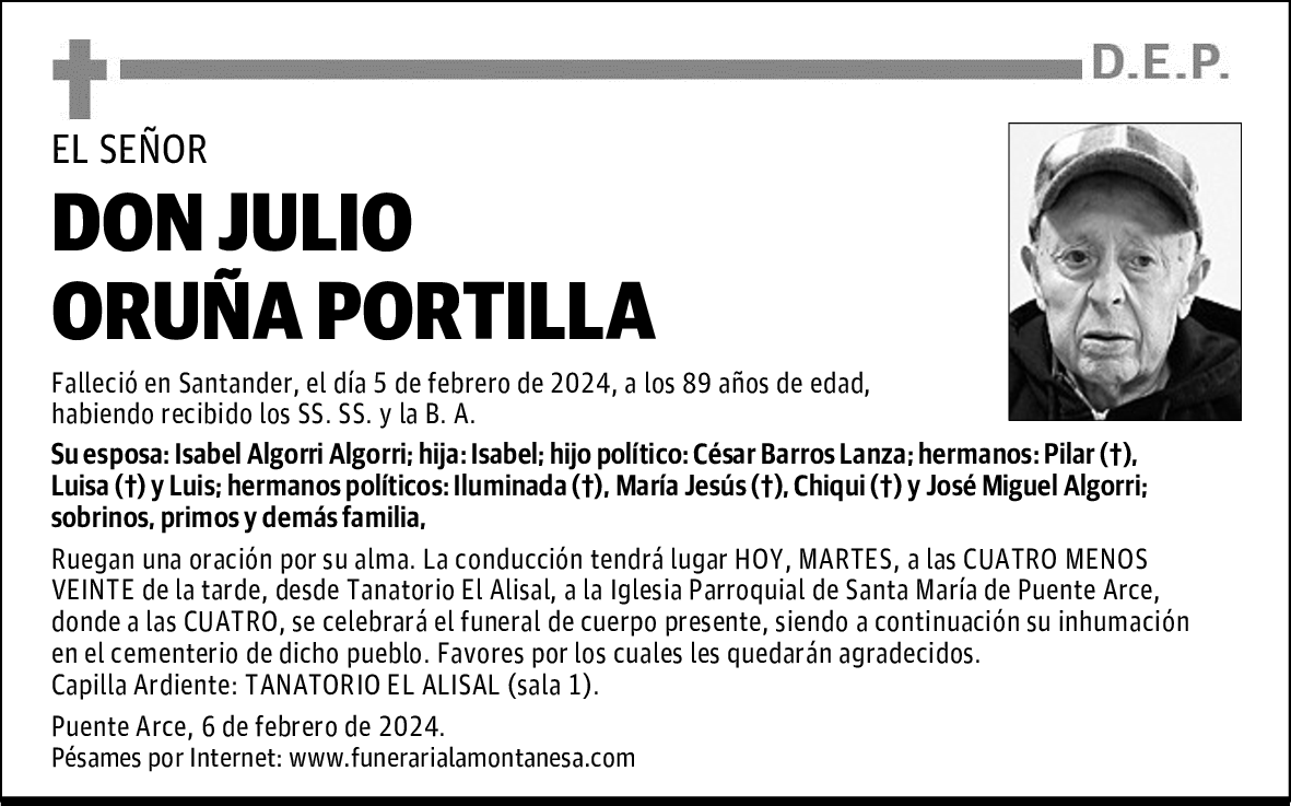 DON JULIO ORUÑA PORTILLA