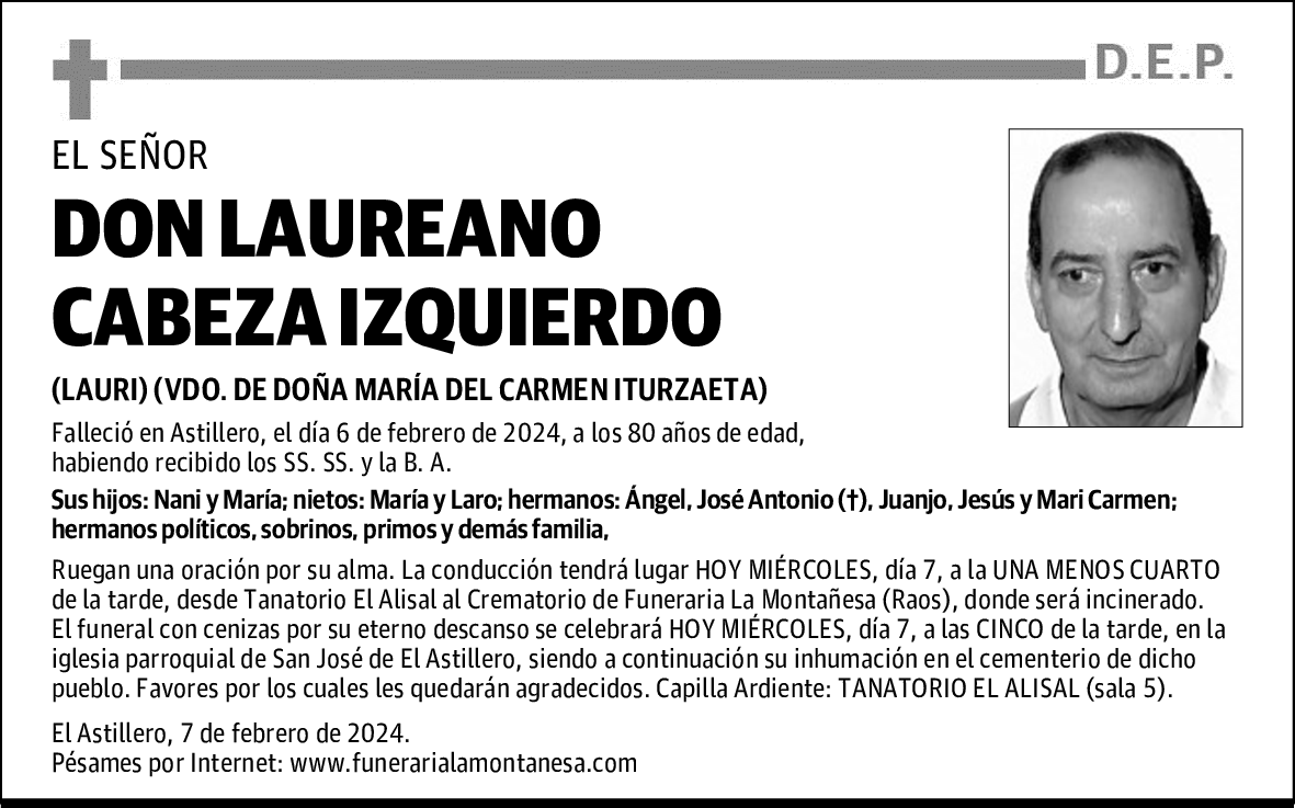 DON LAUREANO CABEZA IZQUIERDO