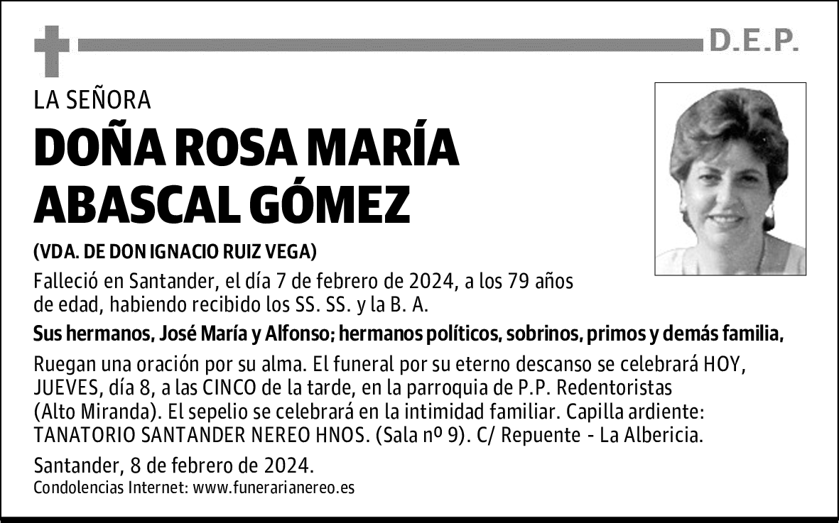 DOÑA ROSA MARÍA ABASCAL GÓMEZ