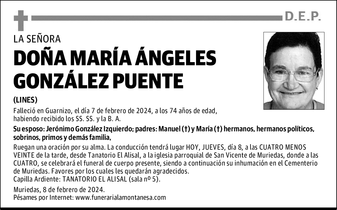 DOÑA MARÍA ÁNGELES GONZÁLEZ PUENTE