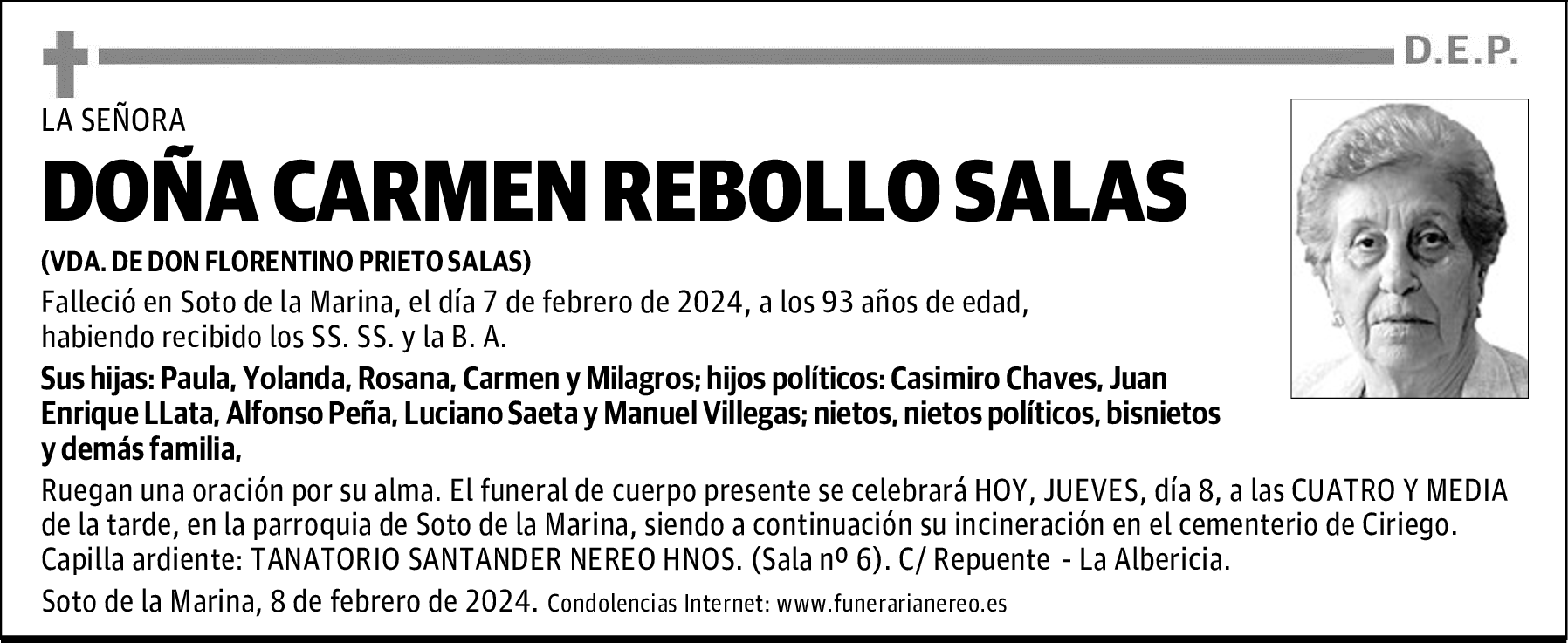 DOÑA CARMEN REBOLLO SALAS