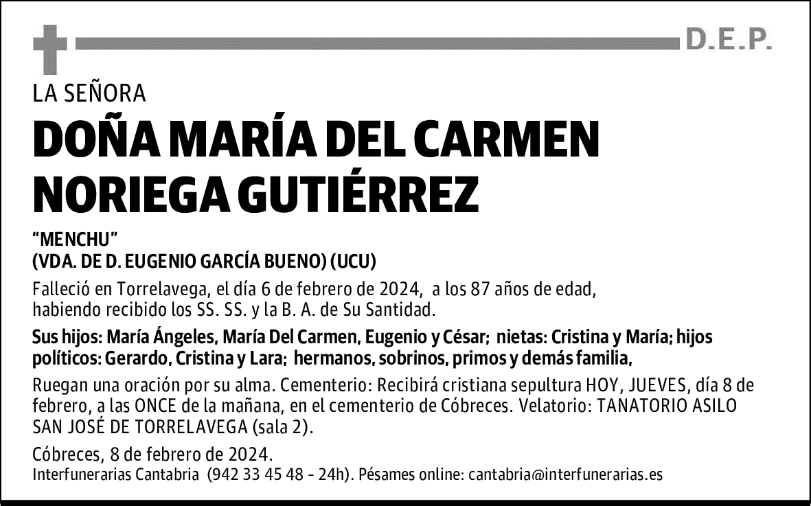 DOÑA MARÍA DEL CARMEN NORIEGA GUTIÉRREZ