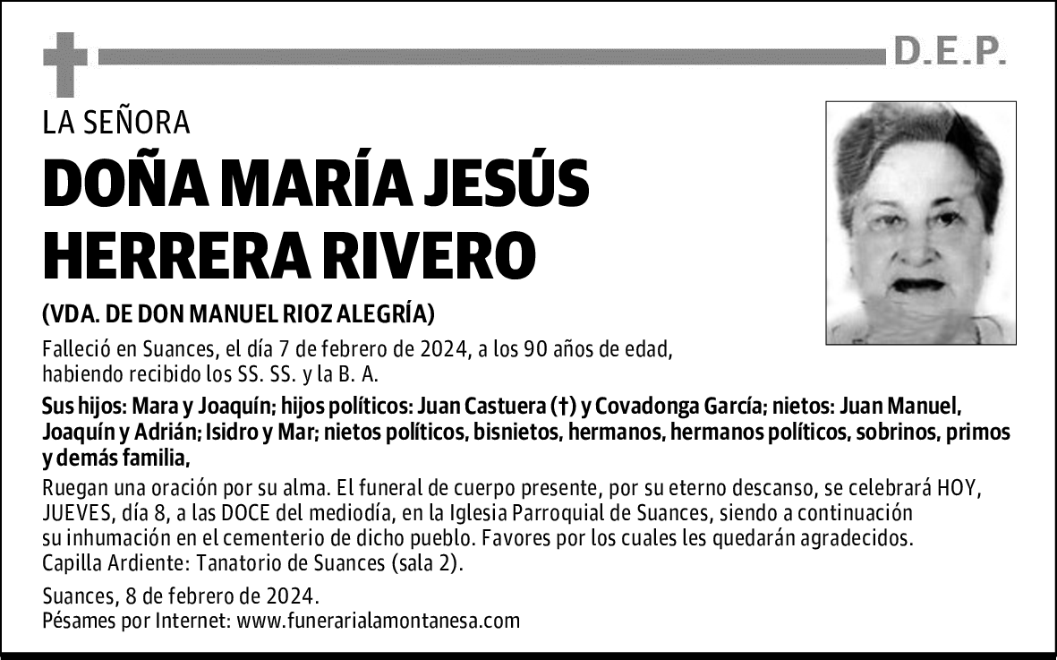 DOÑA MARÍA JESÚS HERRERA RIVERO