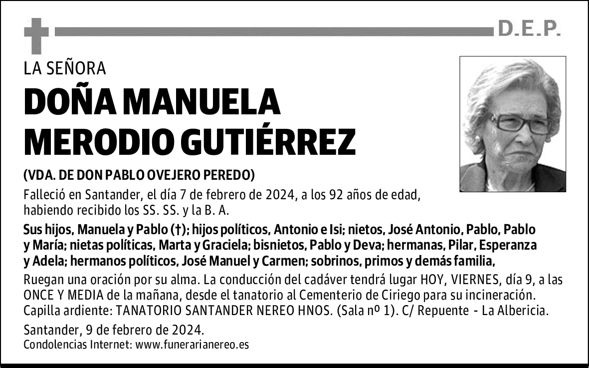 DOÑA MANUELA MERODIO GUTIERREZ