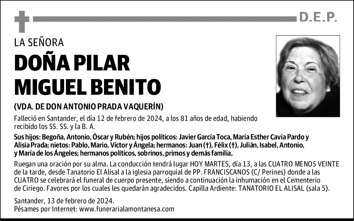DOÑA PILAR MIGUEL BENITO