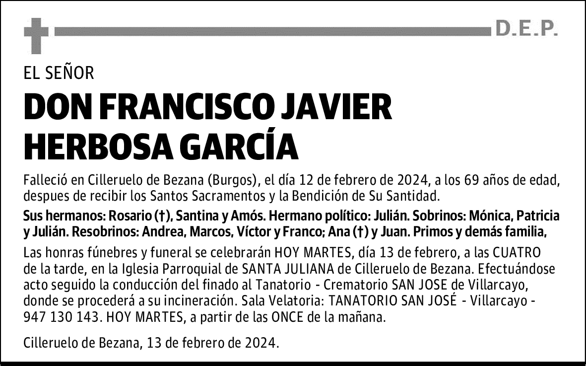 DON FRANCISCO JAVIER HERBOSA GARCÍA