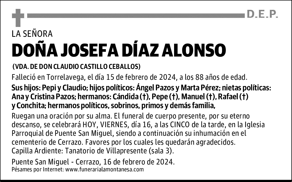 DOÑA JOSEFA DÍAZ ALONSO