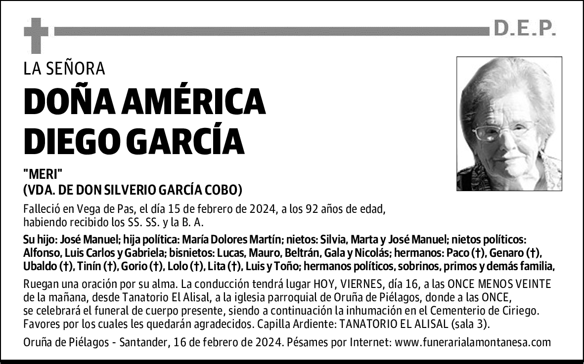 DOÑA AMÉRICA DIEGO GARCÍA