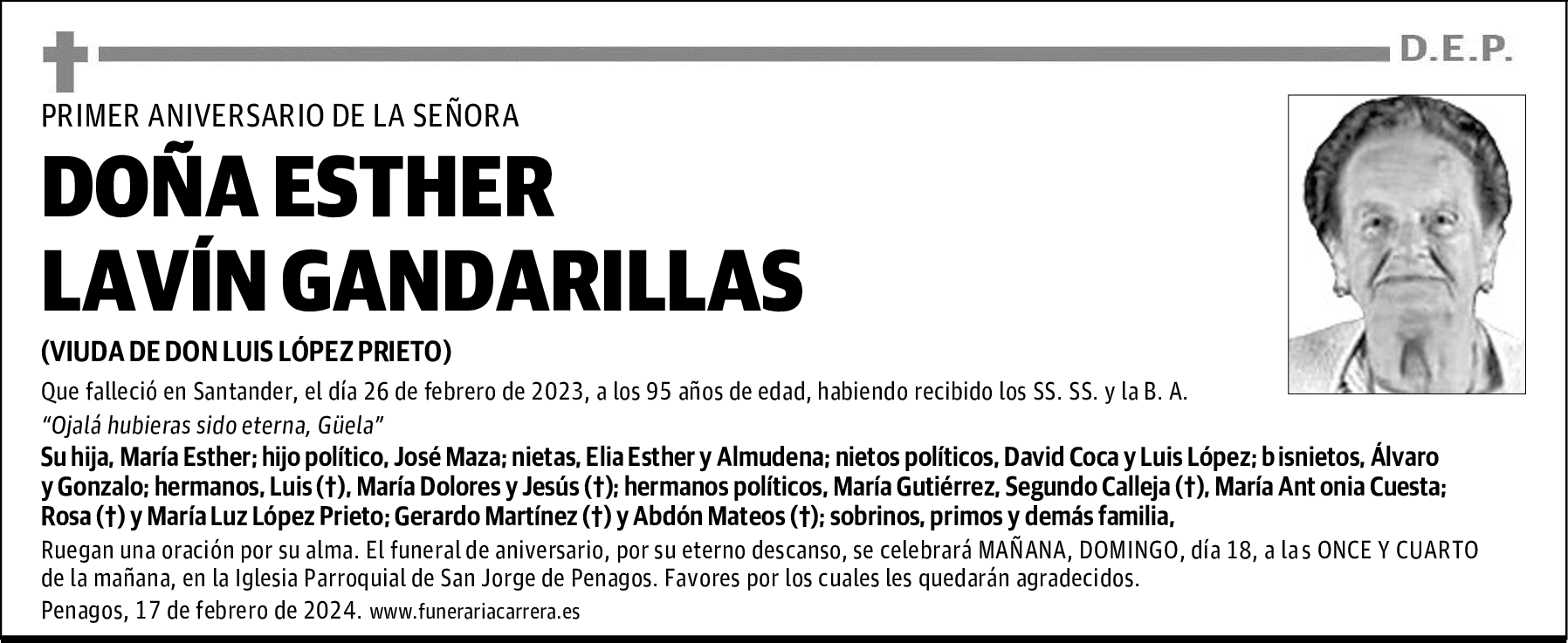 DOÑA ESTHER LAVÍN GANDARILLAS