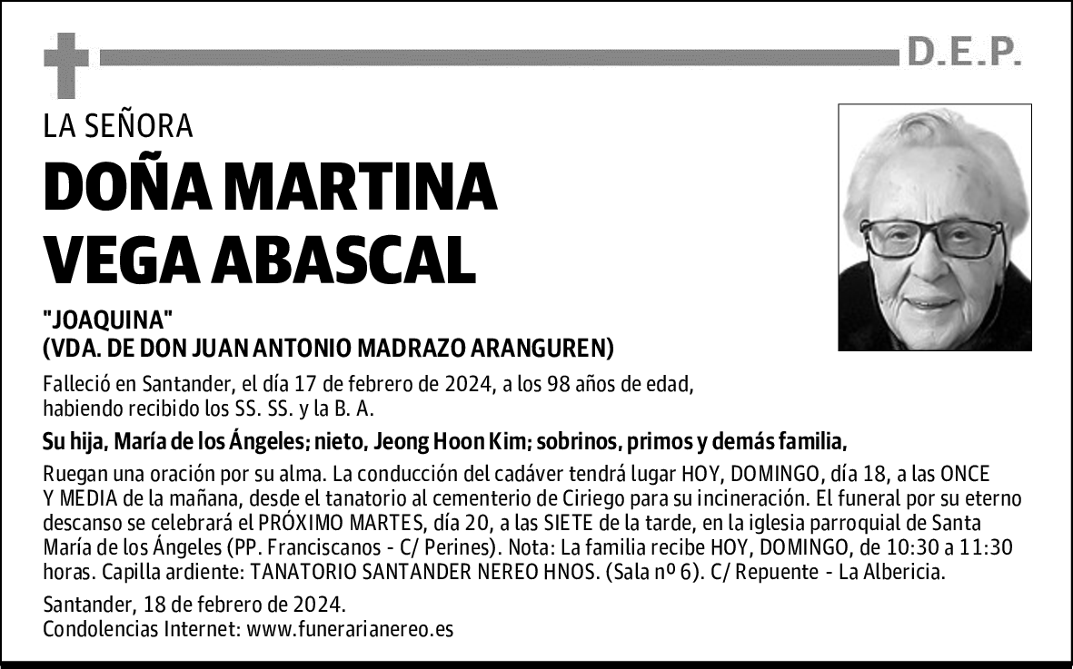 DOÑA MARTINA VEGA ABASCAL