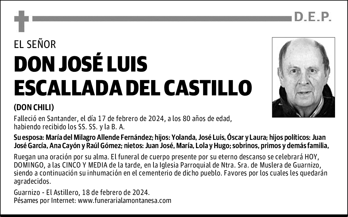 DON JOSÉ LUIS ESCALLADA DEL CASTILLO