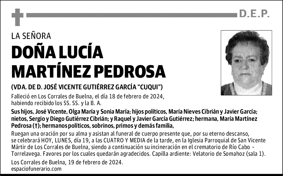 DOÑA LUCÍA MARTÍNEZ PEDROSA