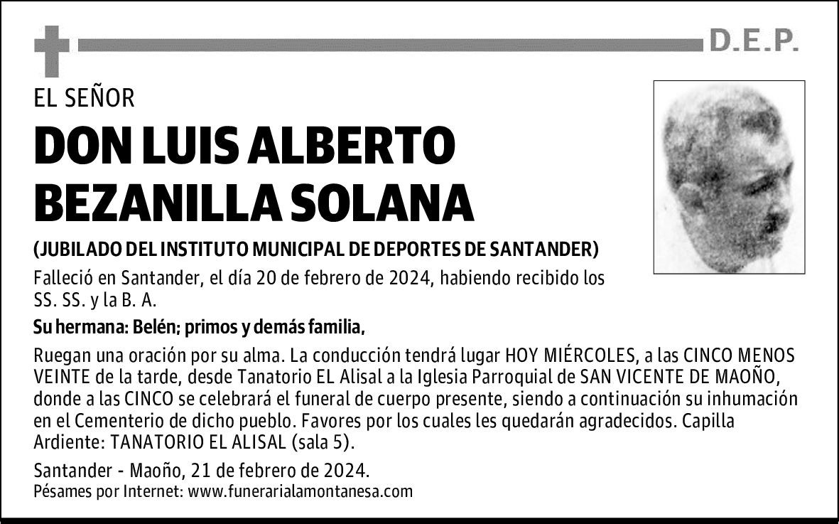 DON LUIS ALBERTO BEZANILLA SOLANA