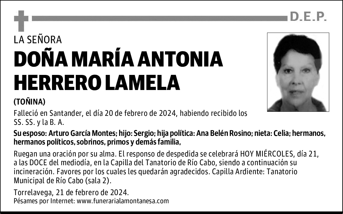 DOÑA MARÍA ANTONIA HERRERO LAMELA