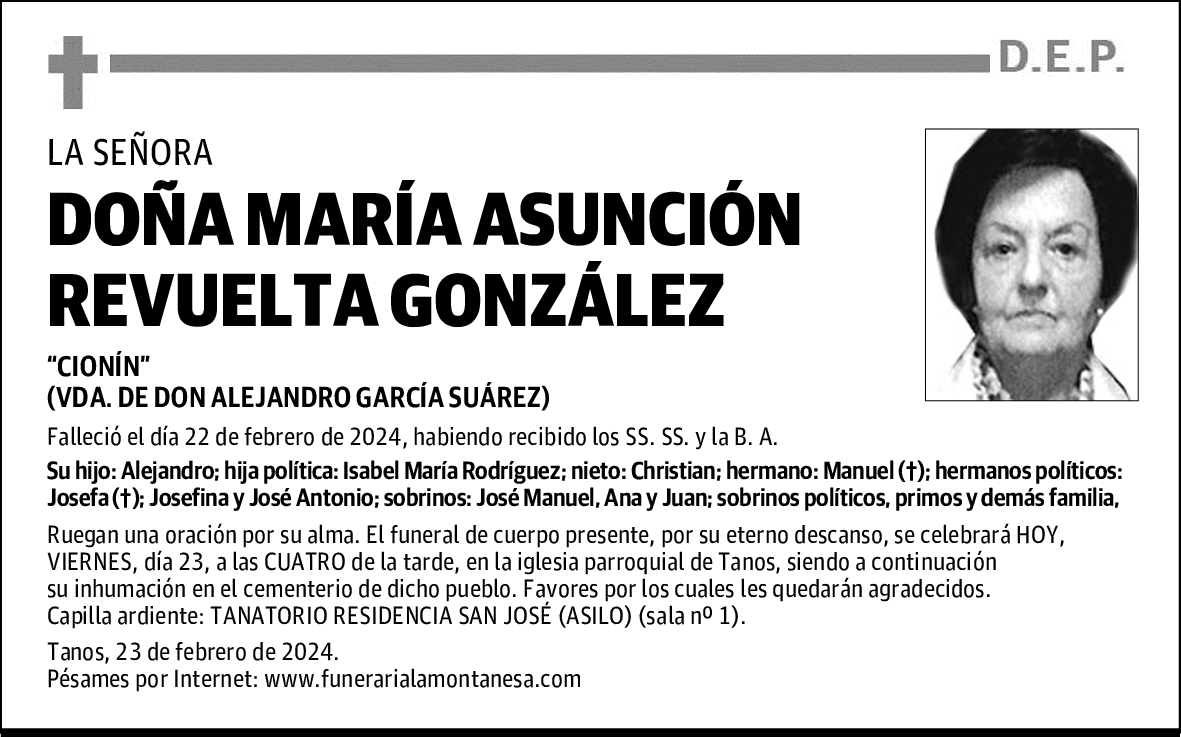 DOÑA MARÍA ASUNCIÓN REVUELTA GONZÁLEZ