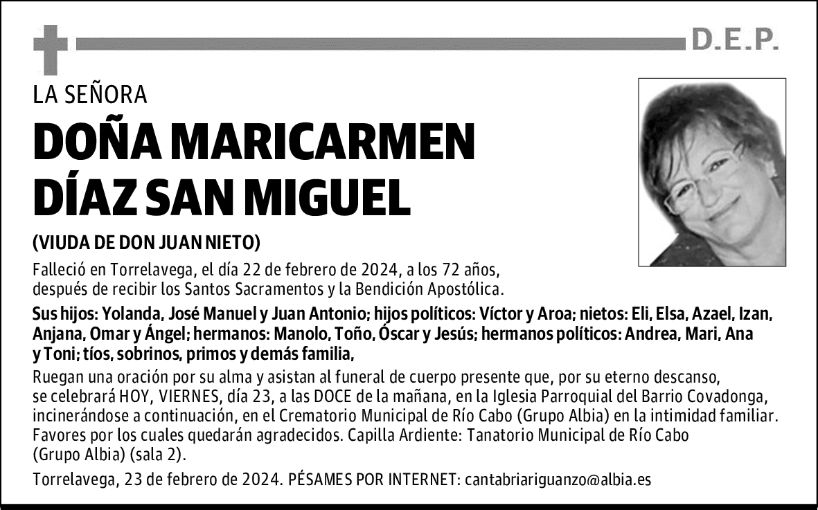 DOÑA MARICARMEN DÍAZ SAN MIGUEL