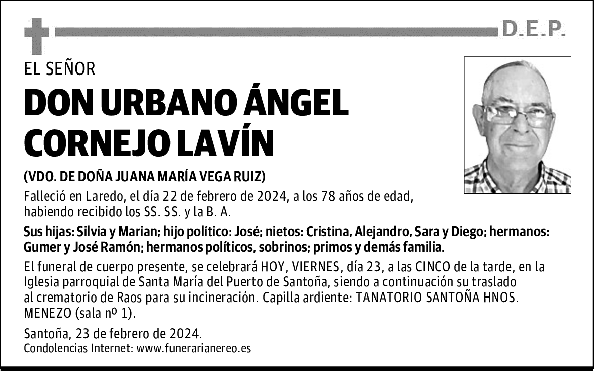 DON URBANO ÁNGEL CORNEJO LAVÍN
