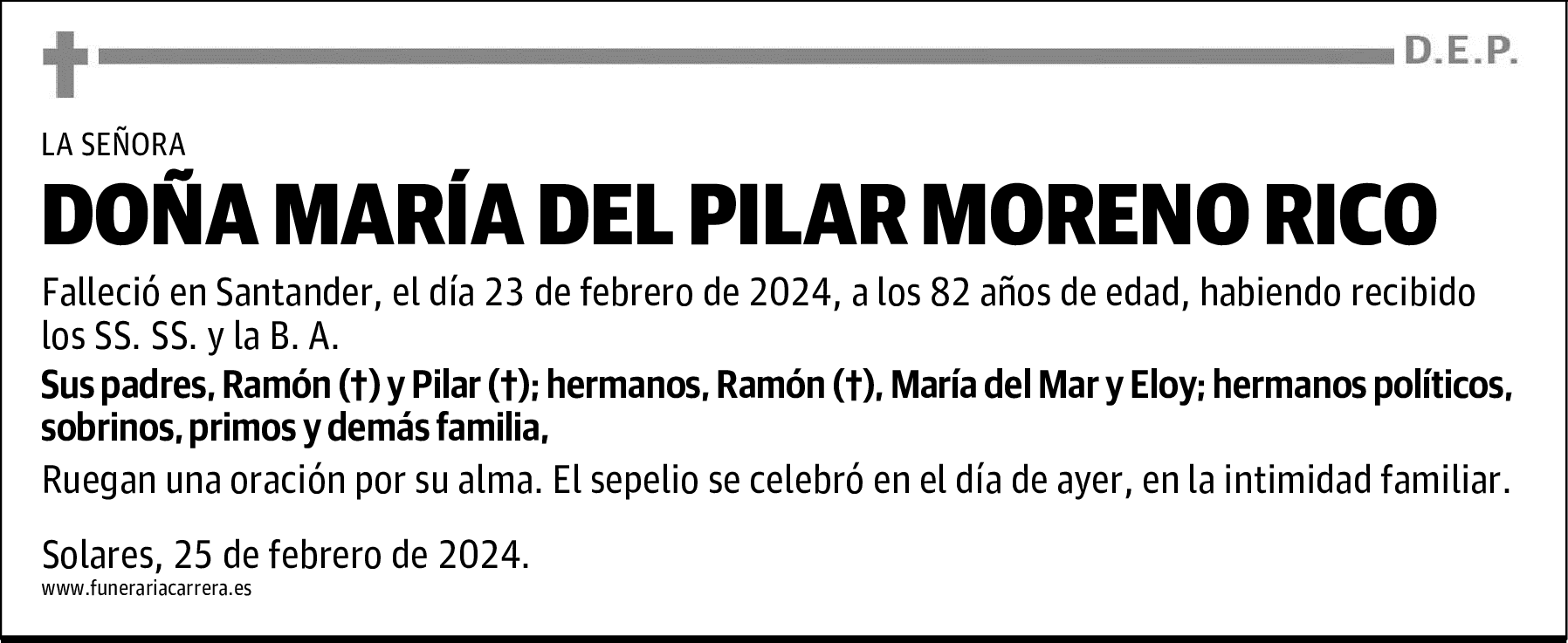 DOÑA MARÍA DEL PILAR MORENO RICO