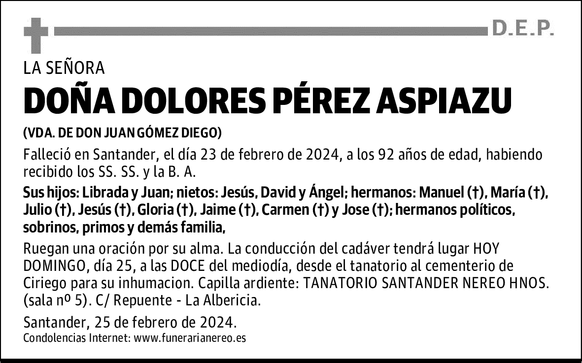 DOÑA DOLORES PÉREZ ASPIAZU