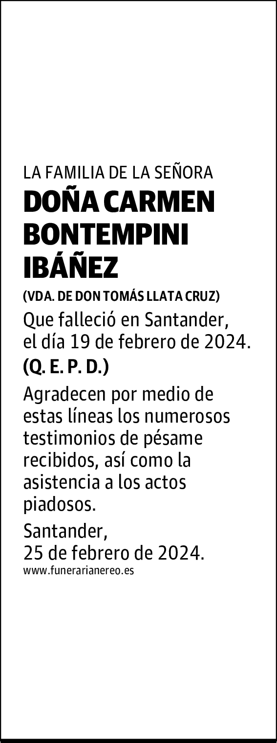 DOÑA CARMEN BONTEMPINI IBÁÑEZ